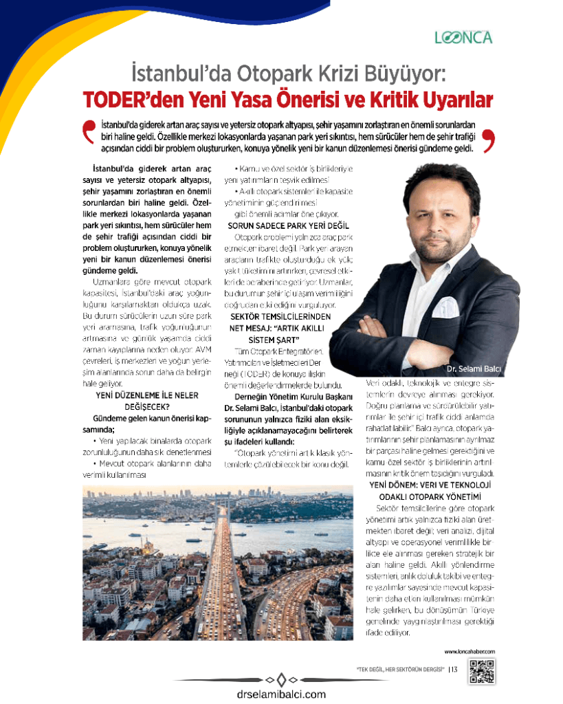 İstanbul'da Otopark Krizi Büyüyor: TODER'den Yeni Yasa Önerisi